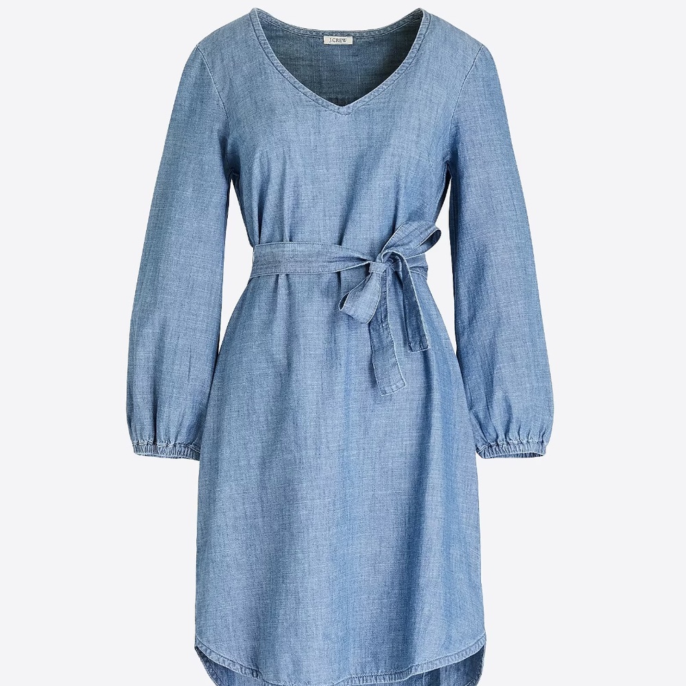 J. Crew long-sleeve chambray tie-waist dress